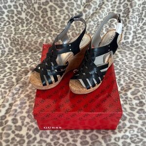 NWT, 6.5, GUESS Black Woven Women's Sandals